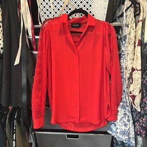 Kooples red chiffon shirt